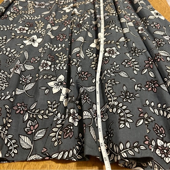 RAGA Anthropologie Long Sleeve Dress, Floral Grey Button Down V-Neck Midi, Small - Picture 7 of 7